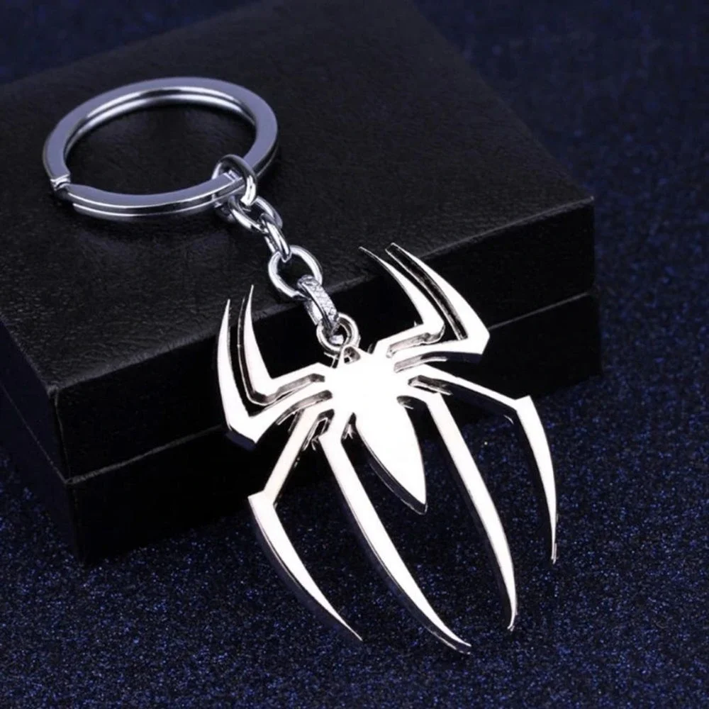 Marvel Spider-Man Keychain Unisex Silver Metal Spider Pendant Gift Superhero New